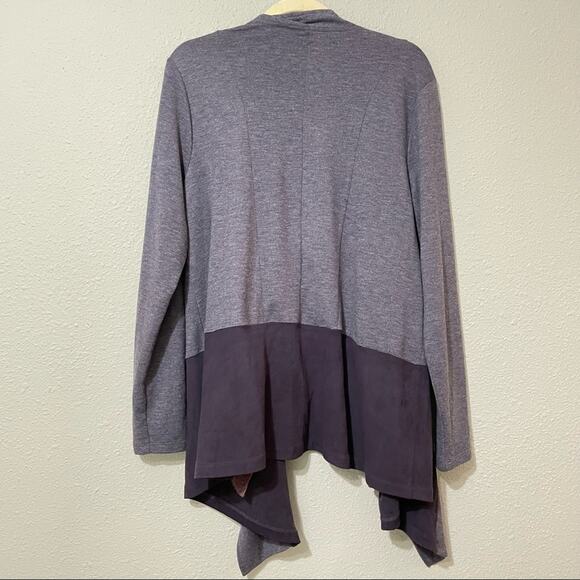 Logo Lori Goldstein Grey Open Front Cardigan Sweater Womens L Waterfall Preppy - Picture 8 of 10